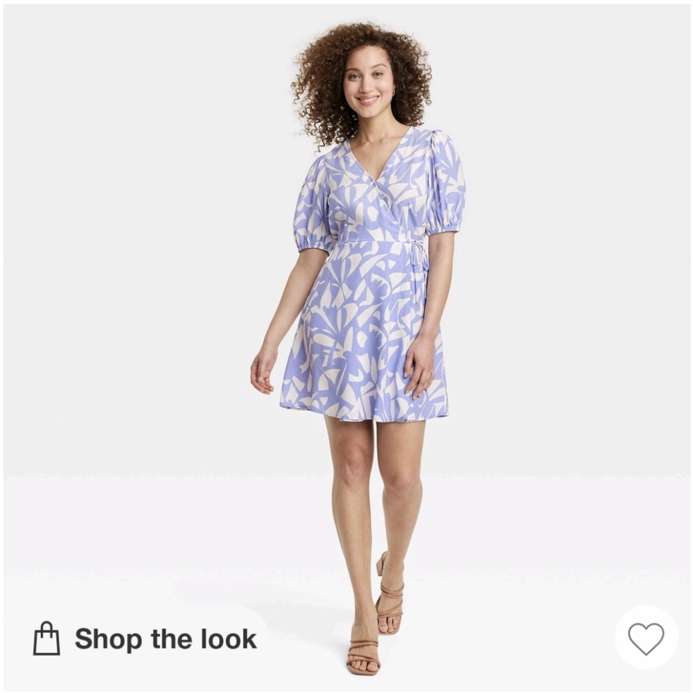 NWT Medium A New Day Balloon Short Sleeve Mini Wrap Dress